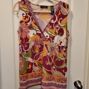 Floral Bling Stretchy Sleeveless top XL